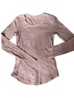 Gap Women's Light Pink Ribbed Long-Sleeve Tee